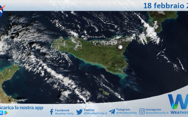Meteo Sicilia: immagine satellitare Nasa di mercoledì 18 febbraio 2026