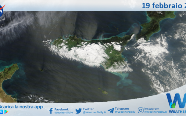 Meteo Sicilia: immagine satellitare Nasa di giovedì 19 febbraio 2026