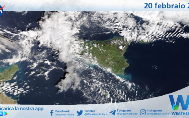 Meteo Sicilia: immagine satellitare Nasa di venerdì 20 febbraio 2026