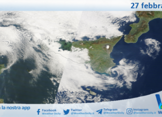 Meteo Sicilia: immagine satellitare Nasa di venerdì 27 febbraio 2026