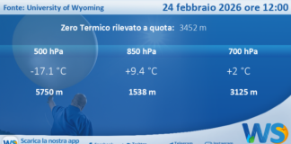 Meteo Sicilia: Radiosondaggio Trapani Birgi di martedì 24 febbraio 2026 ore 12:00