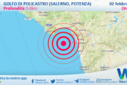 Scossa di terremoto magnitudo 2.7 nei pressi di Golfo di Policastro (Salerno, Potenza)