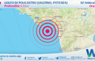 Scossa di terremoto magnitudo 2.7 nei pressi di Golfo di Policastro (Salerno, Potenza)