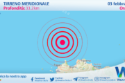 Scossa di terremoto magnitudo 3.2 nel Tirreno Meridionale (MARE)