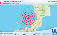 Scossa di terremoto magnitudo 2.6 nel Tirreno Meridionale (MARE)
