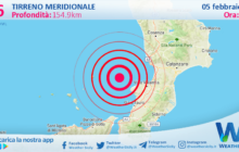 Scossa di terremoto magnitudo 2.6 nel Tirreno Meridionale (MARE)