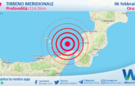 Scossa di terremoto magnitudo 2.7 nel Tirreno Meridionale (MARE)