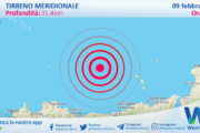 Scossa di terremoto magnitudo 3.9 nel Tirreno Meridionale (MARE)