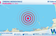 Scossa di terremoto magnitudo 2.9 nel Tirreno Meridionale (MARE)