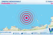 Scossa di terremoto magnitudo 3.6 nel Tirreno Meridionale (MARE)