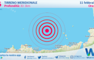 Scossa di terremoto magnitudo 3.6 nel Tirreno Meridionale (MARE)