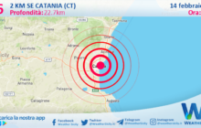 Scossa di terremoto magnitudo 2.6 nei pressi di Catania (CT)