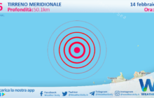 Scossa di terremoto magnitudo 3.6 nel Tirreno Meridionale (MARE)