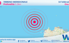 Scossa di terremoto magnitudo 3.9 nel Tirreno Meridionale (MARE)