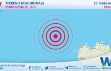 Scossa di terremoto magnitudo 3.7 nel Tirreno Meridionale (MARE)