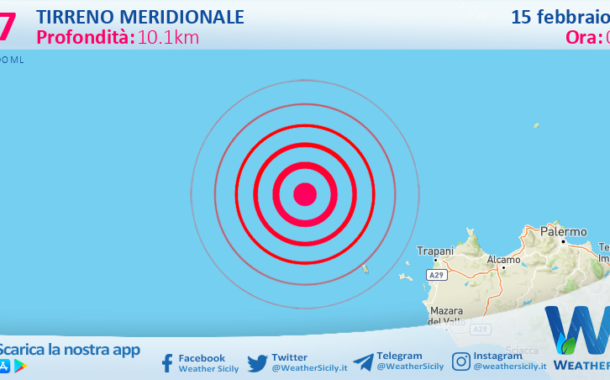Scossa di terremoto magnitudo 3.7 nel Tirreno Meridionale (MARE)
