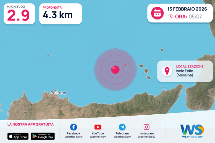 Scossa di terremoto magnitudo 2.9 nei pressi di Isole Eolie (Messina)