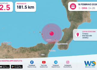 Scossa di terremoto magnitudo 2.5 nel Tirreno Meridionale (MARE)
