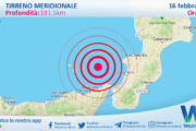 Scossa di terremoto magnitudo 2.5 nel Tirreno Meridionale (MARE)