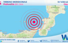 Scossa di terremoto magnitudo 2.5 nel Tirreno Meridionale (MARE)