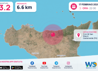 Scossa di terremoto magnitudo 3.2 nei pressi di San Mauro Castelverde (PA)