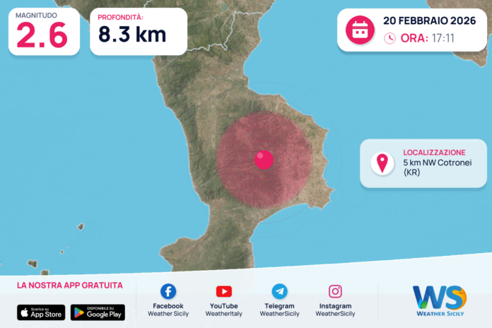 Scossa di terremoto magnitudo 2.6 nei pressi di Cotronei (KR)