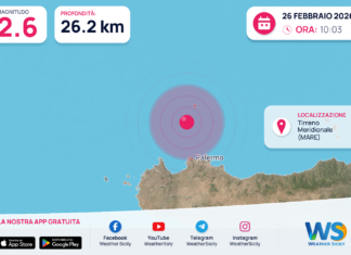 Scossa di terremoto magnitudo 2.6 nel Tirreno Meridionale (MARE)