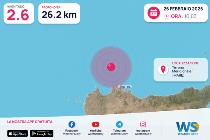 Scossa di terremoto magnitudo 2.6 nel Tirreno Meridionale (MARE)