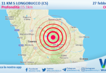 Scossa di terremoto magnitudo 2.6 nei pressi di Longobucco (CS)