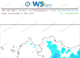 Meteo Palermo: aria artica dal pomeriggio con piogge, temporali e neve in montagna