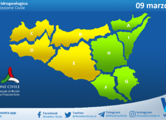 Meteo Sicilia: bollettino di allerta meteo per domani, lunedì 09 marzo 2026