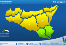 Meteo Sicilia: bollettino di allerta meteo per domani, martedì 10 marzo 2026