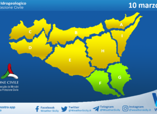 Meteo Sicilia: bollettino di allerta meteo per domani, martedì 10 marzo 2026