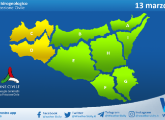 Meteo Sicilia: bollettino di allerta meteo per domani, venerdì 13 marzo 2026