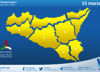 Meteo Sicilia: bollettino di allerta meteo per domani, domenica 15 marzo 2026