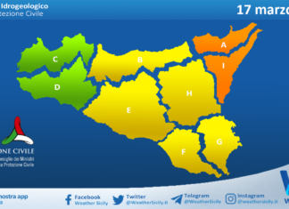 Meteo Sicilia: bollettino di allerta meteo per domani, martedì 17 marzo 2026