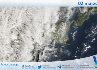 Meteo Sicilia: immagine satellitare Nasa di lunedì 02 marzo 2026