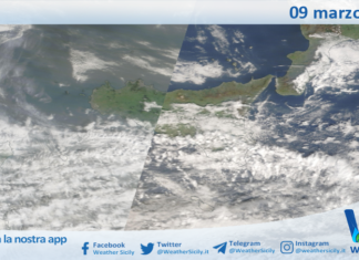 Meteo Sicilia: immagine satellitare Nasa di lunedì 09 marzo 2026