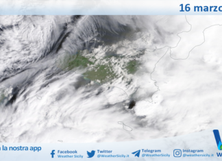 Meteo Sicilia: immagine satellitare Nasa di lunedì 16 marzo 2026
