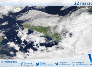 Meteo Sicilia: immagine satellitare Nasa di domenica 22 marzo 2026