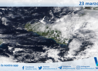 Meteo Sicilia: immagine satellitare Nasa di lunedì 23 marzo 2026