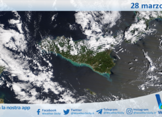 Meteo Sicilia: immagine satellitare Nasa di sabato 28 marzo 2026