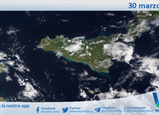 Meteo Sicilia: immagine satellitare Nasa di lunedì 30 marzo 2026