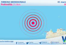 Scossa di terremoto magnitudo 3.2 nel Tirreno Meridionale (MARE)