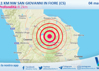 Scossa di terremoto magnitudo 2.6 nei pressi di San Giovanni in Fiore (CS)