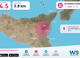 Scossa di terremoto magnitudo 4.5 nei pressi di Ragalna (CT)