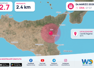 Scossa di terremoto magnitudo 2.7 nei pressi di Ragalna (CT)