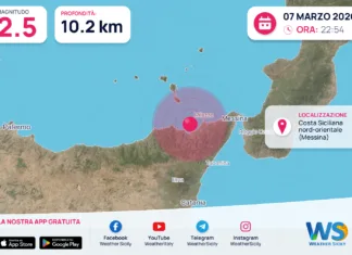 Scossa di terremoto magnitudo 2.5 nei pressi di Costa Siciliana nord-orientale (Messina)