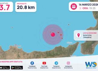 Scossa di terremoto magnitudo 3.7 nei pressi di Isole Eolie (Messina)