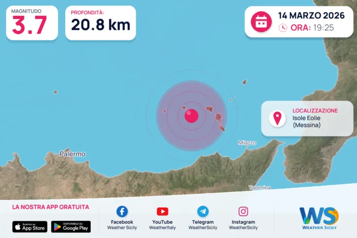 Scossa di terremoto magnitudo 3.7 nei pressi di Isole Eolie (Messina)